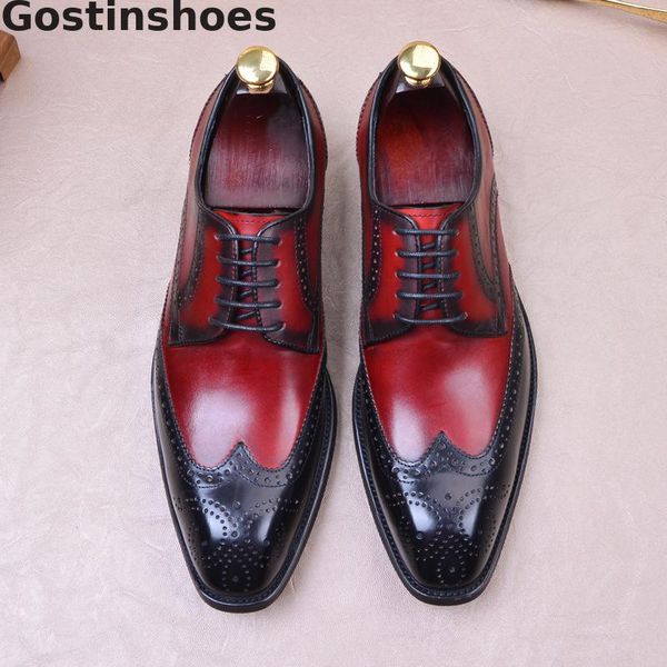mixed color brouge shoes for men genuine leather wing tip cut-out toe lace-up men dress shoes formal derby wedding office, Black
mixed color brouge shoes for men genuine leather wing tip cut-out toe lace-up men dress shoes formal derby wedding office, Black