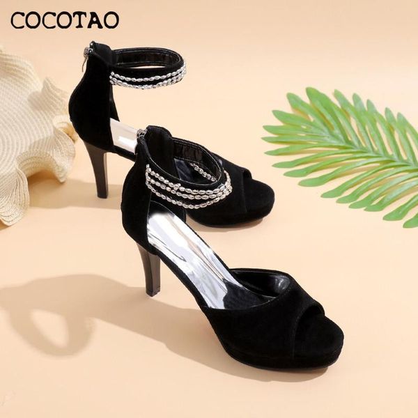 2020 new suede sandals women high-heeled summer waterproof platform women's shoes rhinestone chain high heels, Black
2020 new suede sandals women high-heeled summer waterproof platform women's shoes rhinestone chain high heels, Black