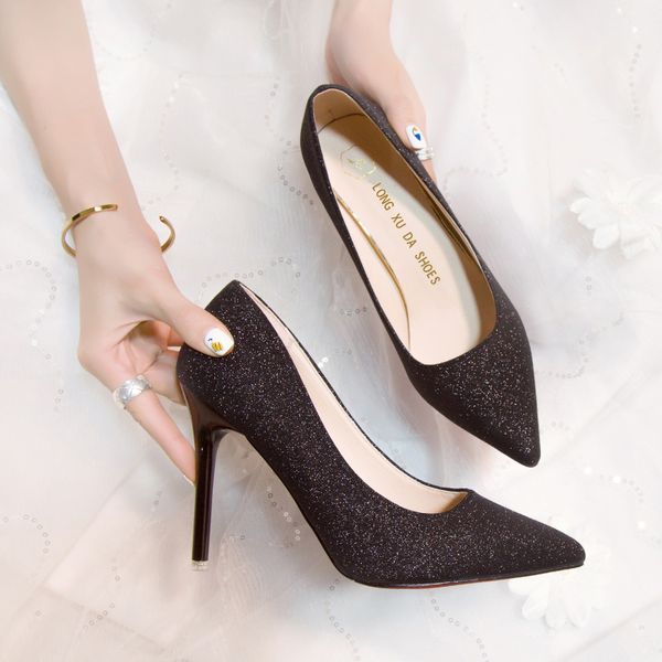 sequined pointed high heels early spring professional shallow mouth banquet womens shoes wedding shoes thin heeled shoes women, Black
sequined pointed high heels early spring professional shallow mouth banquet womens shoes wedding shoes thin heeled shoes women, Black