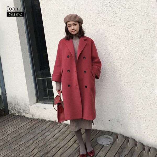 women's wool & blends elegant office winter coat women single breasted coats khaki red korean plus size vintage fall outwear clothes, Black
women's wool & blends elegant office winter coat women single breasted coats khaki red korean plus size vintage fall outwear clothes, Black