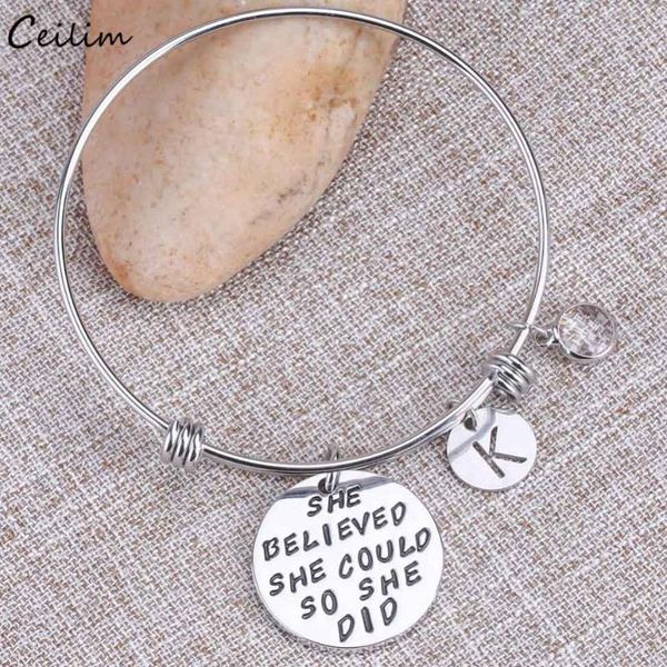 new stainless steel expandable wire bangle for women 26 letters initial engraved round charms bracelets inspirational jewelry, Black
new stainless steel expandable wire bangle for women 26 letters initial engraved round charms bracelets inspirational jewelry, Black