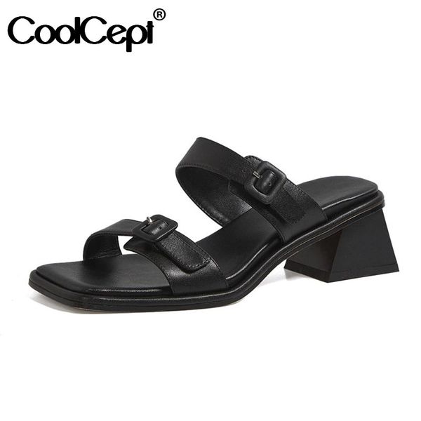 coolcept women genuine real leather sandals buckle strap open toe thick heel street footwear casual shoes female size 34-39, Black
coolcept women genuine real leather sandals buckle strap open toe thick heel street footwear casual shoes female size 34-39, Black