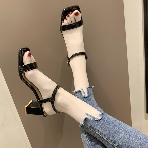 summer high heel sandals women shoes patent leather with buckle non-slip square heel female summer shoes zapatos de mujer, Black
summer high heel sandals women shoes patent leather with buckle non-slip square heel female summer shoes zapatos de mujer, Black