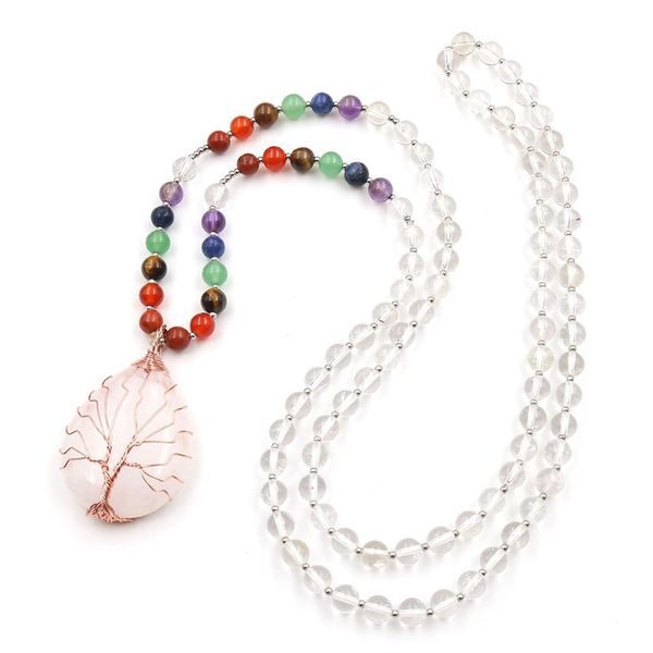 7 chakra natural stone white crystal long chain necklace for women men tree of life handmade water drop pendant necklace jewelry, Silver
7 chakra natural stone white crystal long chain necklace for women men tree of life handmade water drop pendant necklace jewelry, Silver