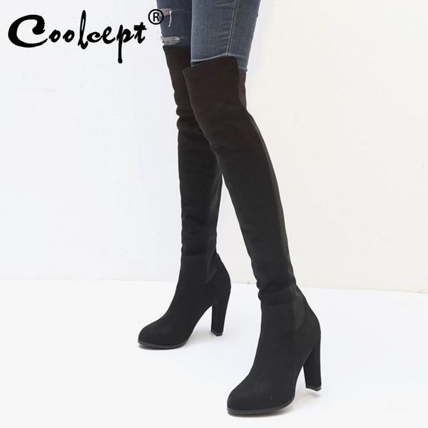 coolcept 6 colors women winter boots fashion slip on over the knee high boots shoes women square mid heel size 34-43, Black
coolcept 6 colors women winter boots fashion slip on over the knee high boots shoes women square mid heel size 34-43, Black