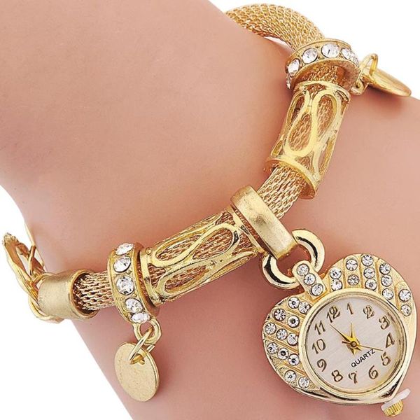 fashion women's love heart bracelet watch charm band analog quartz wrist watch, Slivery;brown
fashion women's love heart bracelet watch charm band analog quartz wrist watch, Slivery;brown