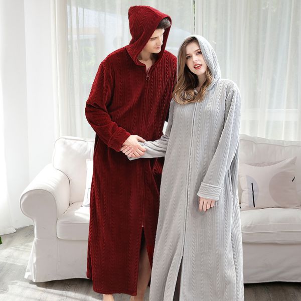 women's sleepwear velvet zip bathrobe hooded plus size maxi long nightgown couple's thick flannel pajamas bath robe autumn winter, Black;red
women's sleepwear velvet zip bathrobe hooded plus size maxi long nightgown couple's thick flannel pajamas bath robe autumn winter, Black;red
