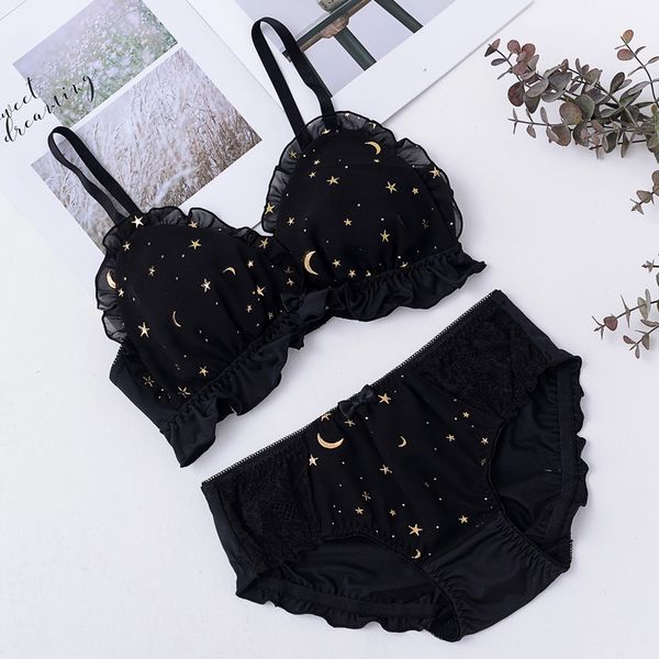 bras sets japanese womens sweet star print no rims bra & briefs lolita bowknot ruffle underwear breathable teen girls, Red;black
bras sets japanese womens sweet star print no rims bra & briefs lolita bowknot ruffle underwear breathable teen girls, Red;black