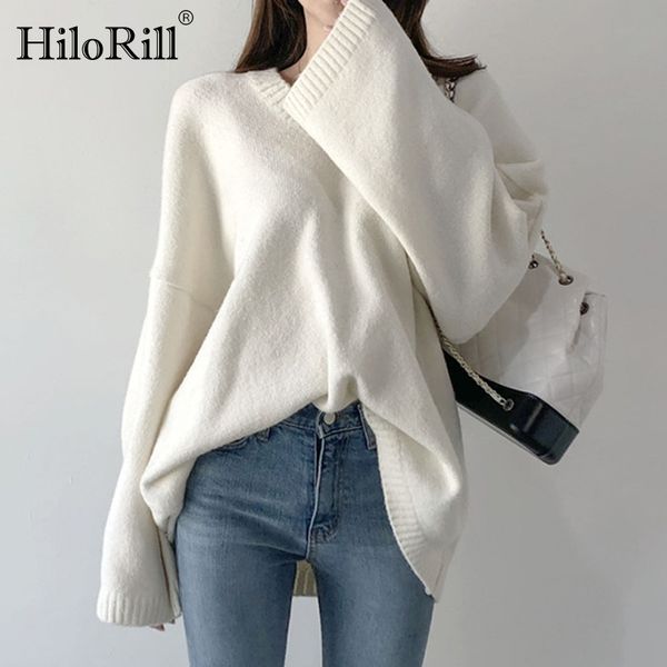 hilorill chic v neck loose sweater women batwing long sleeve elegant pullover jumper solid casual knitted pull femme, White;black
hilorill chic v neck loose sweater women batwing long sleeve elegant pullover jumper solid casual knitted pull femme, White;black