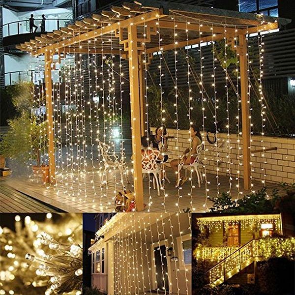 10m X 3m 1000 Leds Icicle Led Curtain Lights Garland Christmas Decorations For Wedding Living Room Patio Party Shop Holiday Lighting Chain