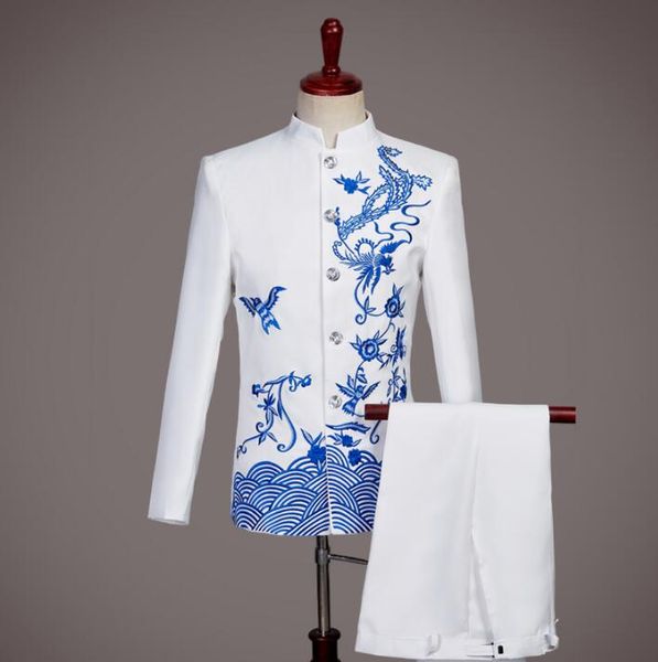 chorus chinese tunic suit for men blazer embroidery boys prom mariage suits fashion slim masculino latest coat pant designs, White;black
chorus chinese tunic suit for men blazer embroidery boys prom mariage suits fashion slim masculino latest coat pant designs, White;black
