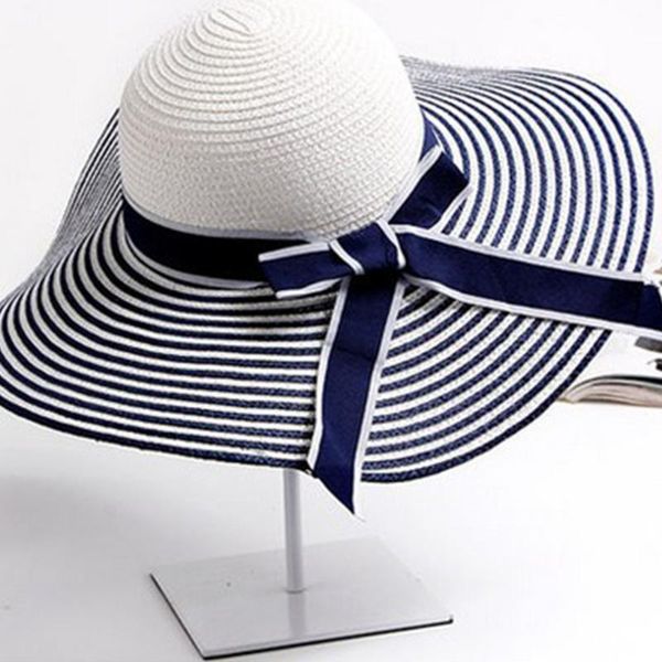black white stripe bowknot summer sun hat fashion hepburn wind beautiful women straw beach hat large brimmed, Blue;gray
black white stripe bowknot summer sun hat fashion hepburn wind beautiful women straw beach hat large brimmed, Blue;gray