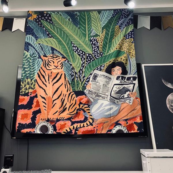 new tiger and little girl reading a book tapestry dormitory leisure hanging cloth living room wall curtain bar hanging fabric
new tiger and little girl reading a book tapestry dormitory leisure hanging cloth living room wall curtain bar hanging fabric
