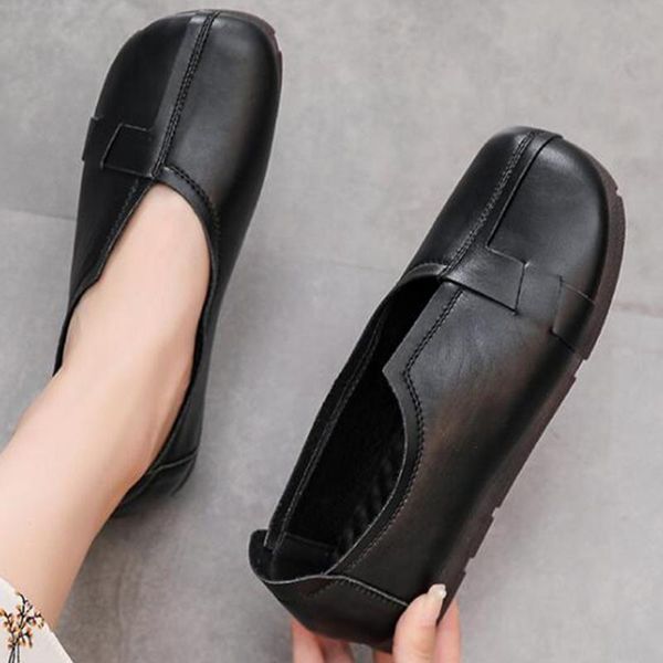 2020 new autumn square head shallow women casual shoes flat comfort genuine leather mom shoes women's soft bottom kl553, Black
2020 new autumn square head shallow women casual shoes flat comfort genuine leather mom shoes women's soft bottom kl553, Black