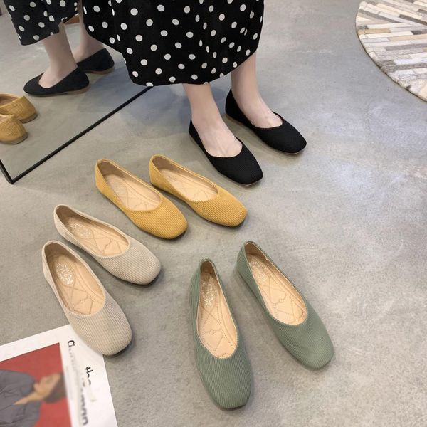 women's flat shoes, fashionable ballet flats (square toe, knitted upper, Black
women's flat shoes, fashionable ballet flats (square toe, knitted upper, Black