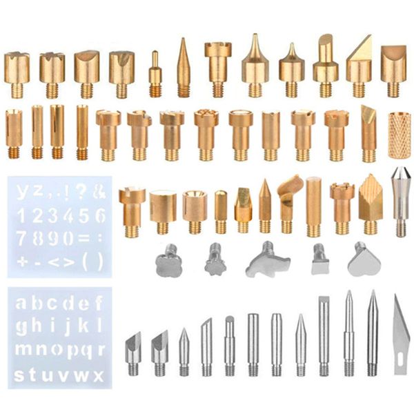 57pcs/set wood embossing burning pen tip stencil soldering iron pyrography working carving tool kit for hobby craft
57pcs/set wood embossing burning pen tip stencil soldering iron pyrography working carving tool kit for hobby craft
