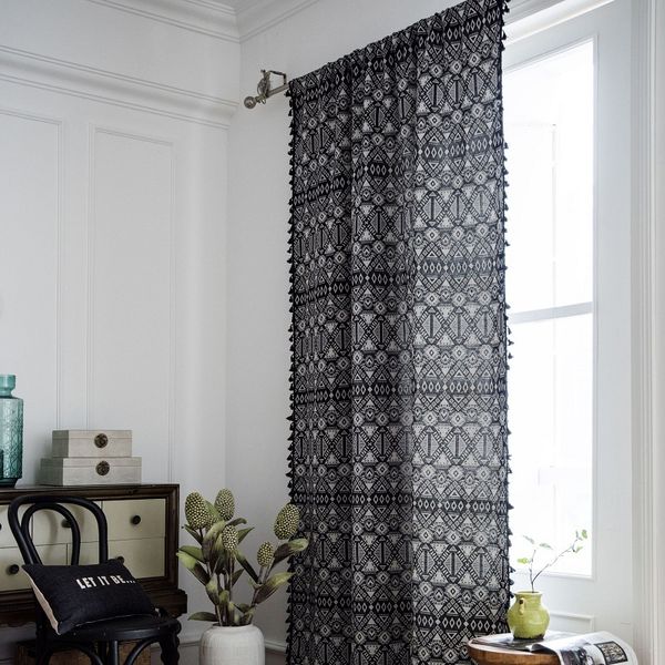 black bohemia country style curtain with tassel geometry curtains for living room bay window curtain panel semi-blackout
black bohemia country style curtain with tassel geometry curtains for living room bay window curtain panel semi-blackout