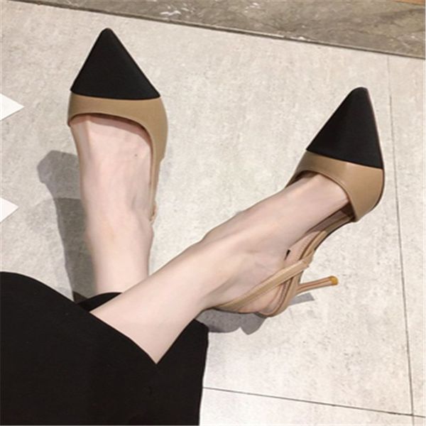 stitching pointed high heels stiletto heels 2020 spring and summer new fashion baotou french shoes, Black
stitching pointed high heels stiletto heels 2020 spring and summer new fashion baotou french shoes, Black