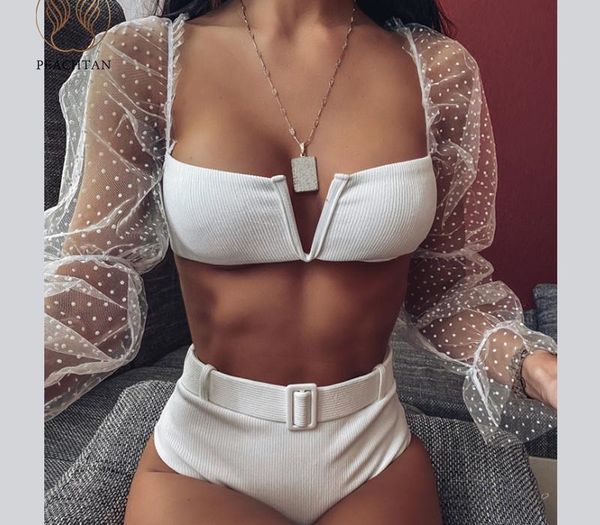 peachtan white bikini set 2020 high waist swimsuit female see through swimwear women belt bathing suit extreme bikini new, White;black
peachtan white bikini set 2020 high waist swimsuit female see through swimwear women belt bathing suit extreme bikini new, White;black