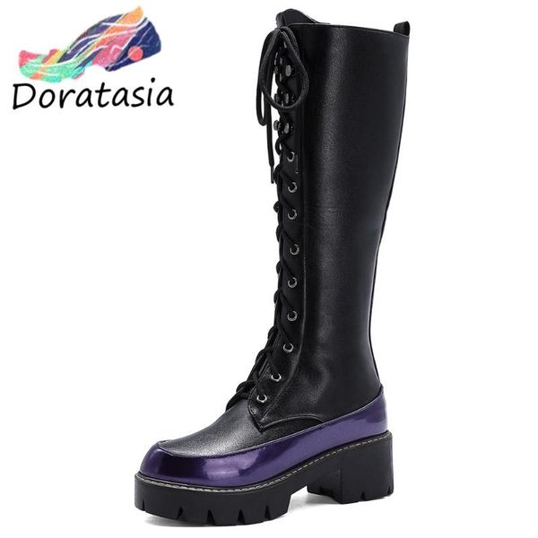 doratasia women mixed color shoes sewing designer boots women fashion snake print lace up chunky heel mid calf boots, Black
doratasia women mixed color shoes sewing designer boots women fashion snake print lace up chunky heel mid calf boots, Black