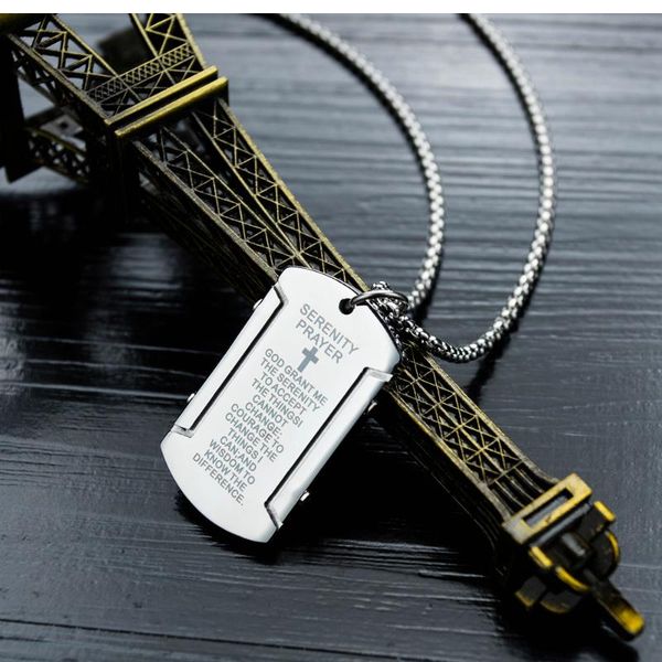 pendant necklaces opk stainless steel prayer man rectangle tag men's necklace titanium bible cross tide male 1556, Silver
pendant necklaces opk stainless steel prayer man rectangle tag men's necklace titanium bible cross tide male 1556, Silver