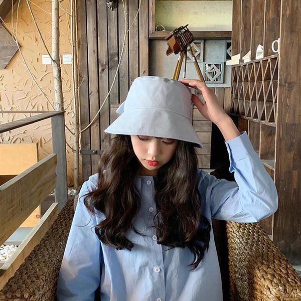 2020 new spring summer round dome bandage bow big foldable temperament fishermen hat women fashion tide all-match, Blue;gray 
2020 new spring summer round dome bandage bow big foldable temperament fishermen hat women fashion tide all-match, Blue;gray