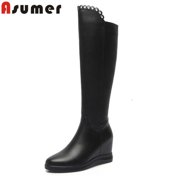 asumer 2020 genuine leather knee high boots women solid colors fashion casual shoes ladies wedges boots black
asumer 2020 genuine leather knee high boots women solid colors fashion casual shoes ladies wedges boots black