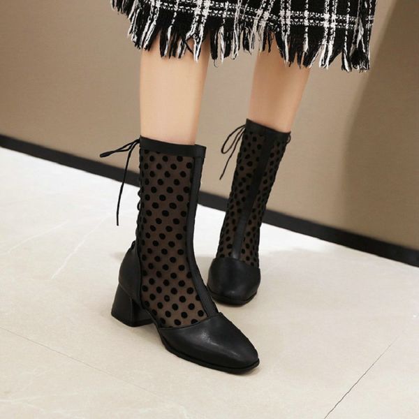 sianie tianie 2020 summer black polka dot checked woman's boots back cross-tied ladies booties mesh net breathable women boots
sianie tianie 2020 summer black polka dot checked woman's boots back cross-tied ladies booties mesh net breathable women boots