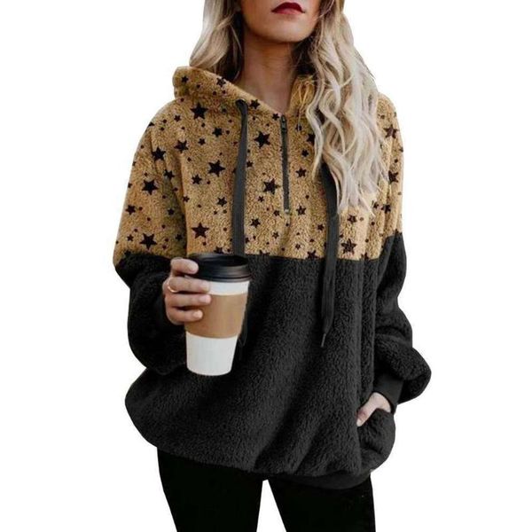 new women autumn winter zipper pullover star printed pocket coat drawstring warm pullovers, Black
new women autumn winter zipper pullover star printed pocket coat drawstring warm pullovers, Black