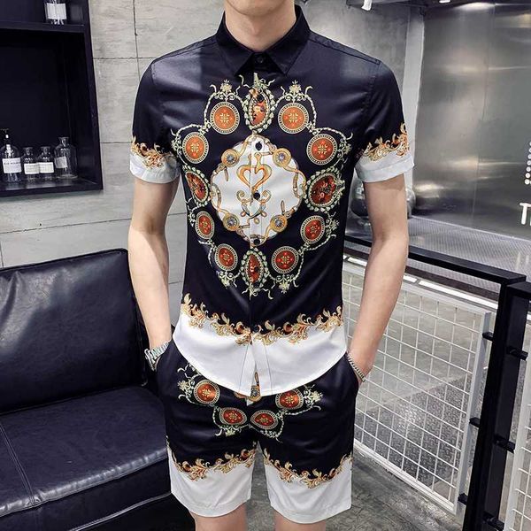 men's shirt set personalized print summer casual shirt + shorts two-piece men's sports set fashion apparel 2020, White;black
men's shirt set personalized print summer casual shirt + shorts two-piece men's sports set fashion apparel 2020, White;black