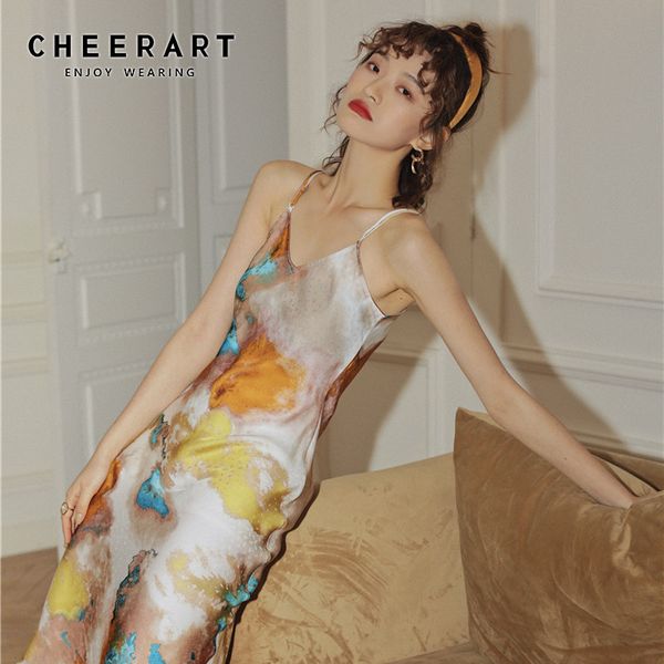 cheerart oil painting spaghetti strap bodycon dress women v neck backless aesthetic frill dress 2020 summer fashion, Black;gray
cheerart oil painting spaghetti strap bodycon dress women v neck backless aesthetic frill dress 2020 summer fashion, Black;gray