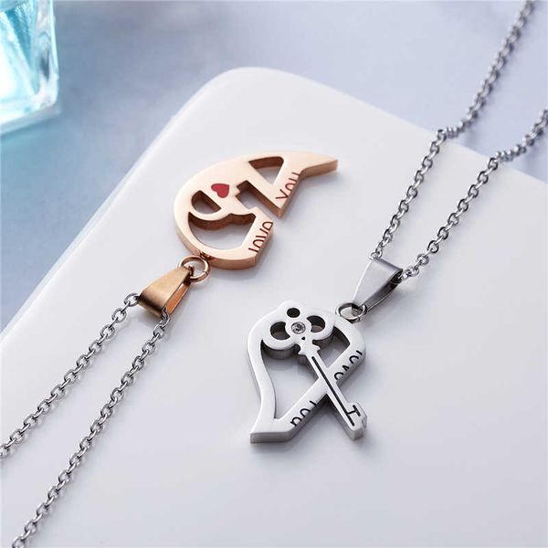 titanium steel 2pcs his and hers love heart lock & couple lover pendant necklace, Silver
titanium steel 2pcs his and hers love heart lock & couple lover pendant necklace, Silver