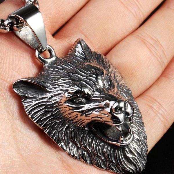 punk men's 316l stainless steel wolf head pendant necklace chain fashion gift 39mm*56mm, Silver
punk men's 316l stainless steel wolf head pendant necklace chain fashion gift 39mm*56mm, Silver