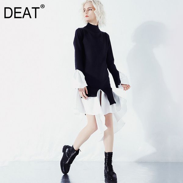 deat women contrast color asymmetrical knitting dress new turtleneck long sleeve loose fit fashion autumn and winter 2020 jo003, Black;gray
deat women contrast color asymmetrical knitting dress new turtleneck long sleeve loose fit fashion autumn and winter 2020 jo003, Black;gray
