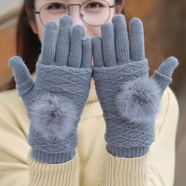 five fingers gloves mittens women autumn and winter wool female korean version cute warm thicken knitted, Blue;gray
five fingers gloves mittens women autumn and winter wool female korean version cute warm thicken knitted, Blue;gray
