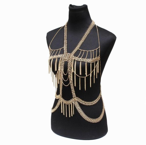long tassel bib body chain dress jewelry necklace bikini gold stainless steel women, Silver
long tassel bib body chain dress jewelry necklace bikini gold stainless steel women, Silver