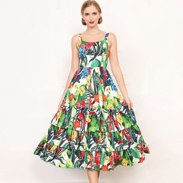 women's runway dresses spaghetti straps tiered ruffles sleeveless printed fashion high street designer holiday dresses, Black
women's runway dresses spaghetti straps tiered ruffles sleeveless printed fashion high street designer holiday dresses, Black