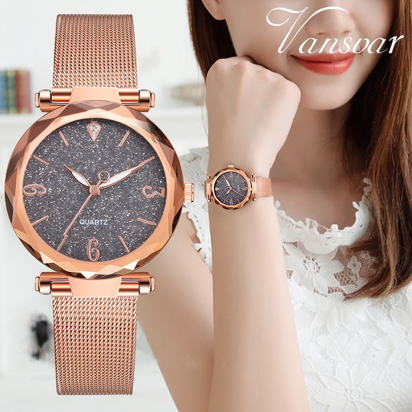 

Watch Women Dress Bracelet Watch Fashion Vansvar Casual Quartz Stainless Steel Band Newv Strap Analog Wrist