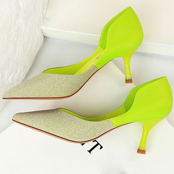 2020 spring fall fashion women pink neon 6cm thin high heels pumps tacones glitter kitten low heels soft leather korean shoes, Black
2020 spring fall fashion women pink neon 6cm thin high heels pumps tacones glitter kitten low heels soft leather korean shoes, Black