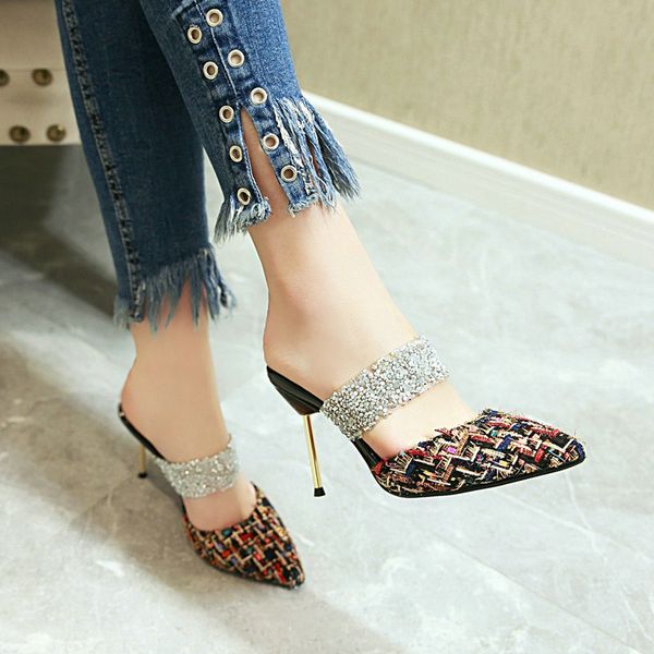 new women shoes colored cotton slippers thin high heels pointed toe sandals glitter ladies sandals 2020 summer wedding shoes, Black
new women shoes colored cotton slippers thin high heels pointed toe sandals glitter ladies sandals 2020 summer wedding shoes, Black
