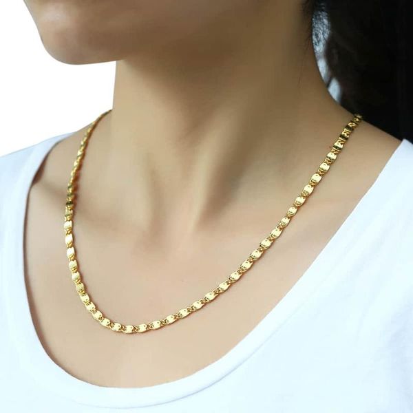 4mm womens mens chain snail link gold filled necklace lobster clasp fashion jewelry party daily wear 18-24inch dgn418, Silver
4mm womens mens chain snail link gold filled necklace lobster clasp fashion jewelry party daily wear 18-24inch dgn418, Silver