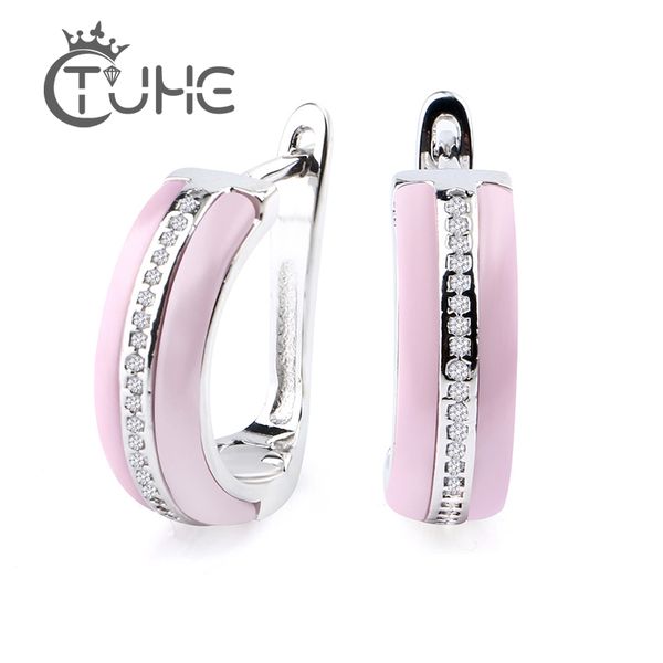 new trendy earrings for women romantic smooth light pink one row rhinestone ceramic d shape stud earrings wedding christmas gift, Golden;silver
new trendy earrings for women romantic smooth light pink one row rhinestone ceramic d shape stud earrings wedding christmas gift, Golden;silver