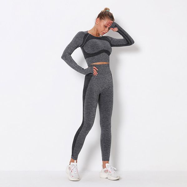 women fitness sportswear 2 piece seamless yoga set gym clothing long sleeve shirts and running high waist leggings sports suits, White;red
women fitness sportswear 2 piece seamless yoga set gym clothing long sleeve shirts and running high waist leggings sports suits, White;red