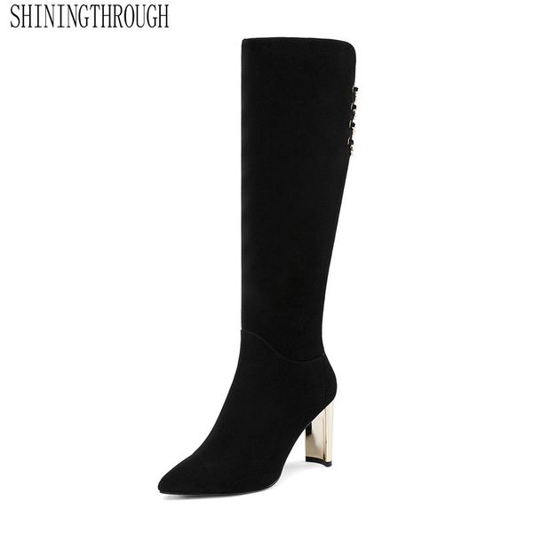 genuine leather knee high women boots fashion high heel women shoes pointed toe ladies autumn winter party dancing shoes, Black
genuine leather knee high women boots fashion high heel women shoes pointed toe ladies autumn winter party dancing shoes, Black