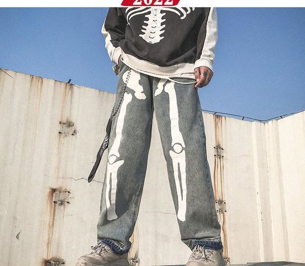 men skeleton oversized black jeans pants 2019 denim mens streetwear hip hop harem pants high wasit denim overalls, Blue
men skeleton oversized black jeans pants 2019 denim mens streetwear hip hop harem pants high wasit denim overalls, Blue