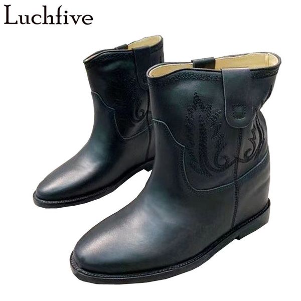 embroidered genuine leather boots femme increase heels ankle boots round toe shoes woman retro black white botas mujer
embroidered genuine leather boots femme increase heels ankle boots round toe shoes woman retro black white botas mujer