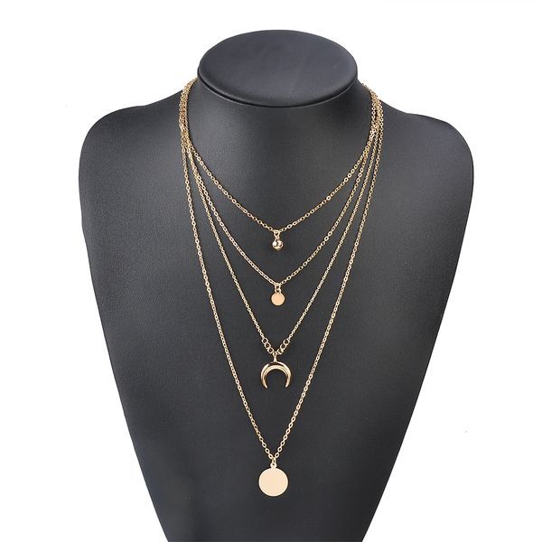 necklace women multilayer choker horn long crescent moon pendant chain necklace chain bohemia jewelry fashion, Silver
necklace women multilayer choker horn long crescent moon pendant chain necklace chain bohemia jewelry fashion, Silver