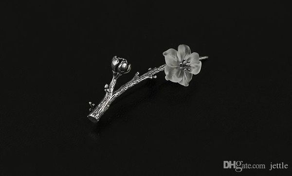 925 sterling silver flower brooch for bridal vintage natural crystal pin accessories birthday gift, Gray
925 sterling silver flower brooch for bridal vintage natural crystal pin accessories birthday gift, Gray