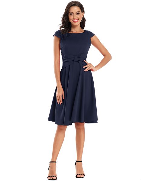women's bow dress cross-border spot in stock 2020 spring and summer new waist slimming short sleeves, Black;gray
women's bow dress cross-border spot in stock 2020 spring and summer new waist slimming short sleeves, Black;gray