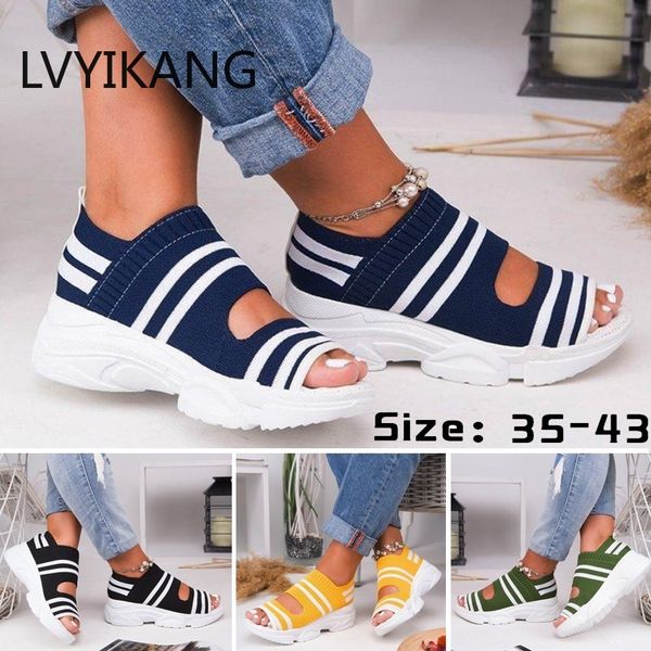 women's sandals stretch fabric casual woman shoes slip on peep toe thick bottom platform ladies summer sneakers female zapatos, Black
women's sandals stretch fabric casual woman shoes slip on peep toe thick bottom platform ladies summer sneakers female zapatos, Black